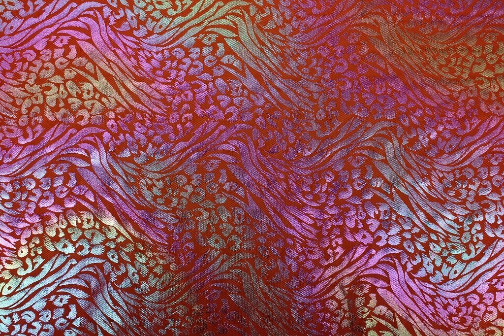 FOIL KNIT PRINT METALLIC LEOPARD DES.1 COL.2 ORANGE FOIL KNIT PRINT METALLIC LEOPARD DES.1 COL.2 ORANGE