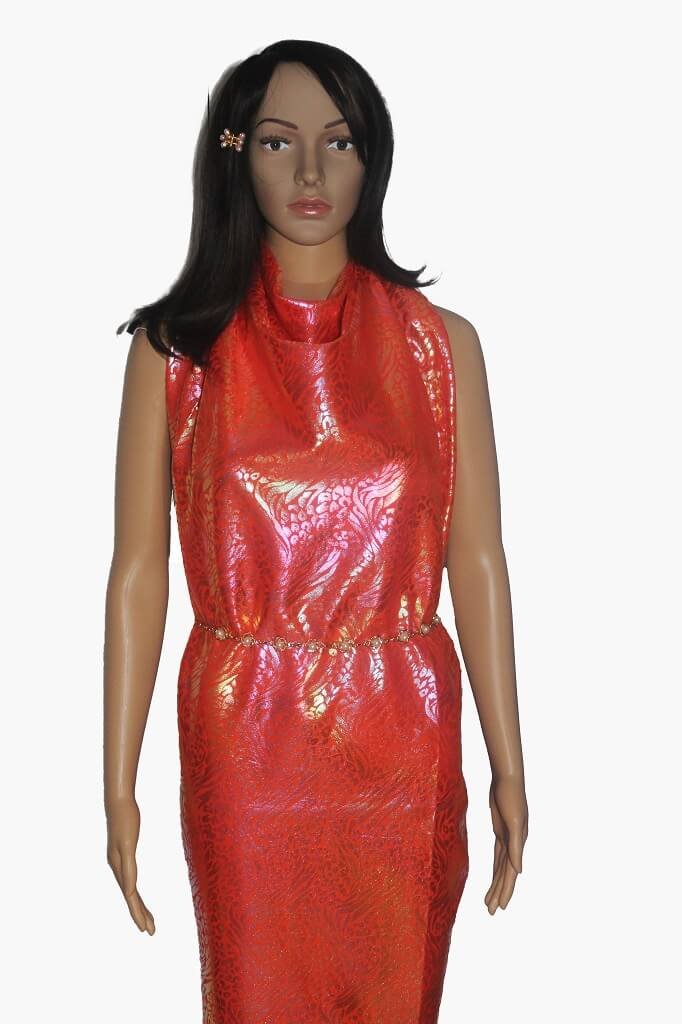 FOIL KNIT PRINT METALLIC LEOPARD DES.1 COL.2 ORANGE FOIL KNIT PRINT METALLIC LEOPARD DES.1 COL.2 ORANGE