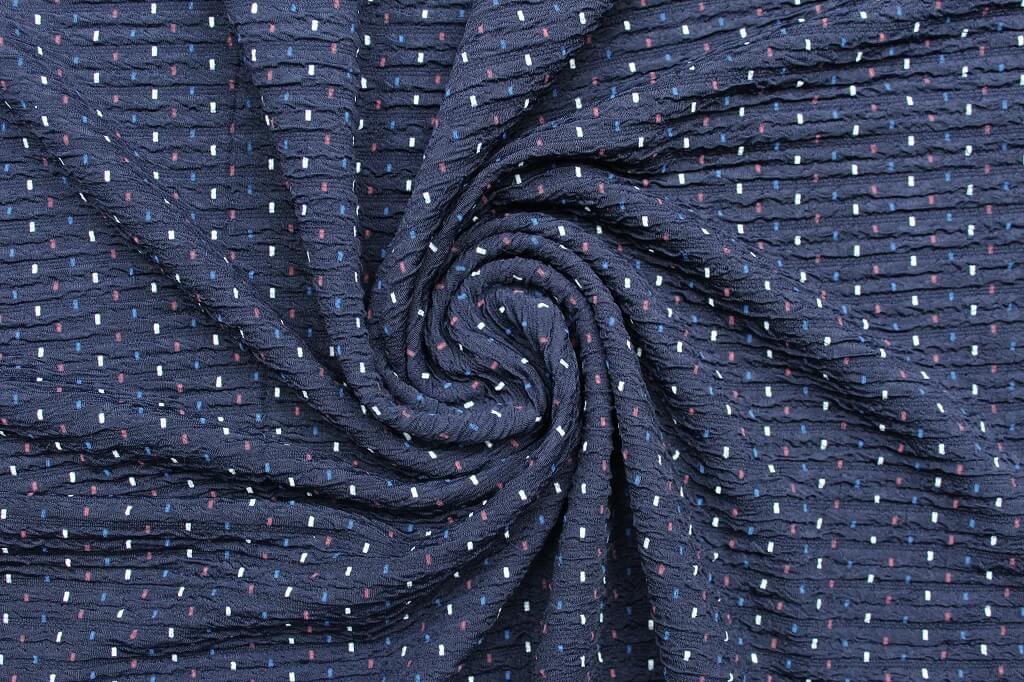 KNIT FUKURO PRINT WITH 3D STRIPED TEXTURE 'POLKA DOT' COL.10 NAVY BLUE Fukuro Knit Print Polka Dot Navy Blue