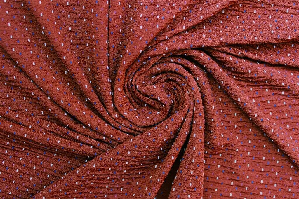 KNIT FUKURO PRINT WITH 3D STRIPED TEXTURE 'POLKA DOT' COL.7 RUST Knit Fukuro Polka Dot Rust color