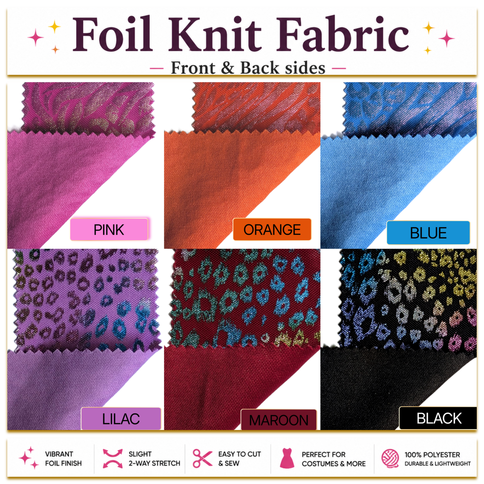 Slide 2 Foil Knit Fabric Front and Back sides