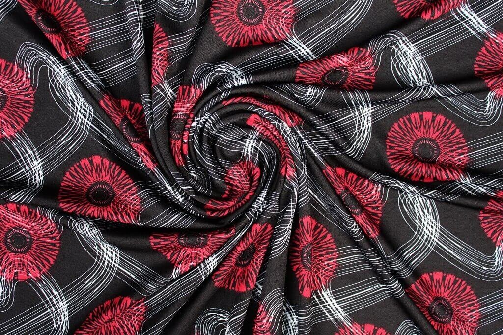 DTY JERSEY KNIT 18204. DES #25 COL.2 RED DTY KNIT CIRCLE PATTERN RED