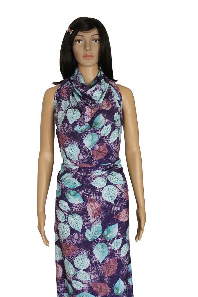 POLYESTER STRETCH DRESS FABRIC DES.10/3 PURPLE BACKGROUND