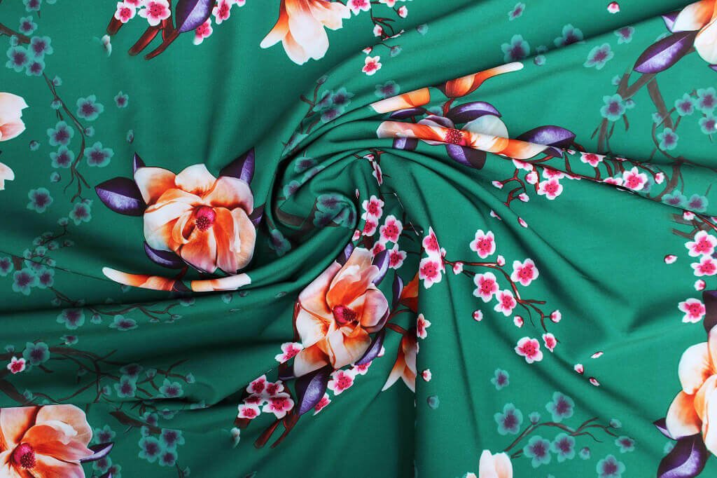 POLYESTER STRETCH DRESS FABRIC DES.3/2 GREEN BACKGROUND - Top Fabrics 4 ...