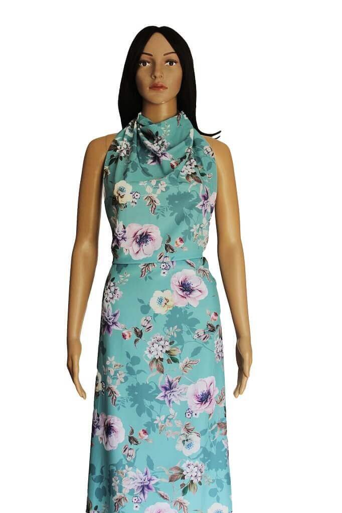 POLYESTER STRETCH DRESS FABRIC DES.4/1 POWDER TURQOISE BACKGROUND POLYESTER STRETCH DRESS FABRIC DES.4/1 POWDER TURQOISE BACKGROUND