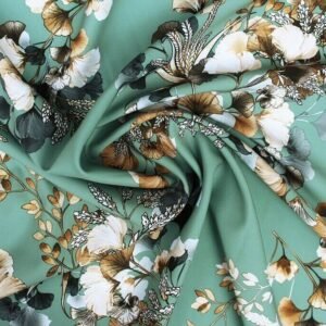 Polyester stretch dress woven fabric green