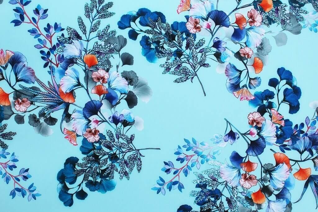 Dress Fabric Floral Sky Blue
