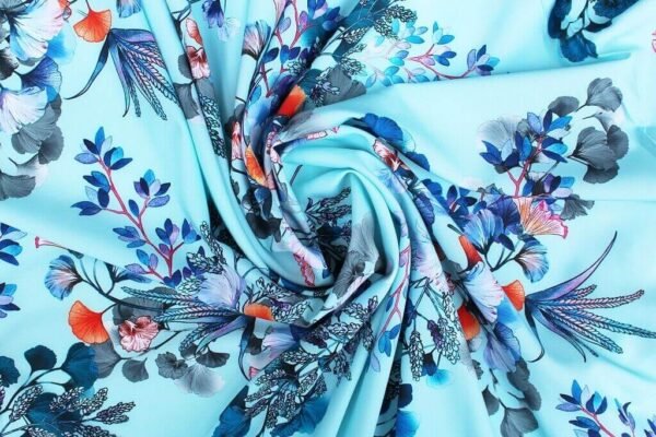 Dress Fabric Floral Sky Blue