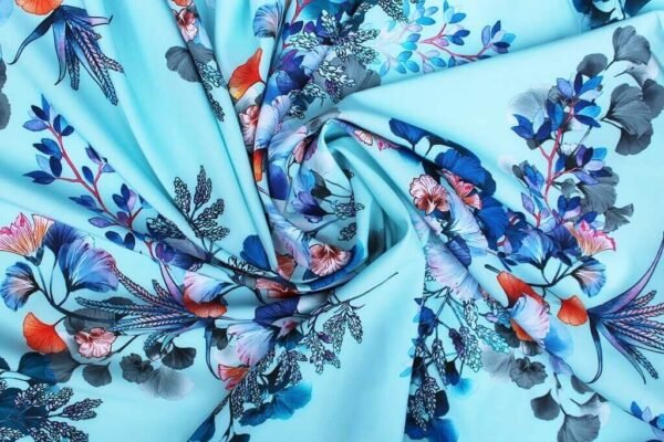 Dress fabric Floral Sky Blue