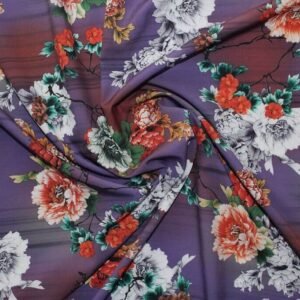 Polyester Stretch Dress Woven Fabric Floral Lavender