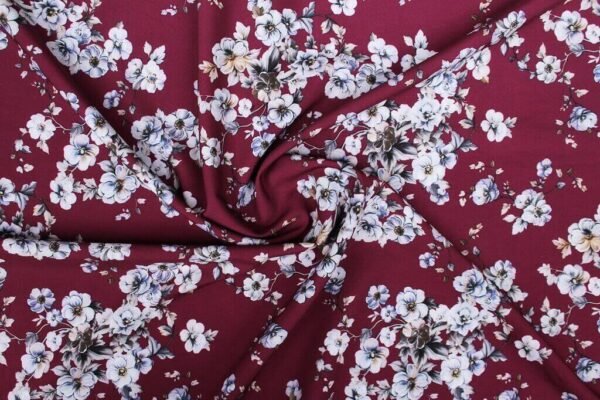 Dress Fabric Floral Burgundy