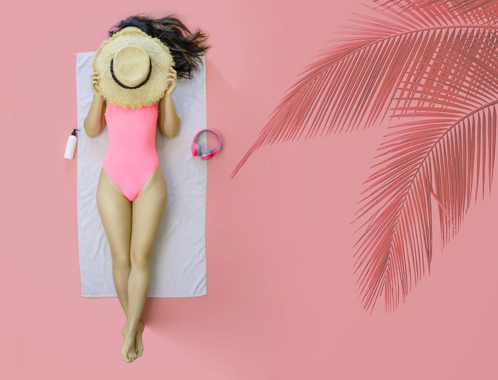 Swimming suit fabric shiny pink