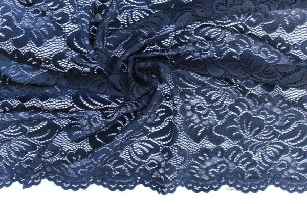 Navy Blue Lace with scalloped edge