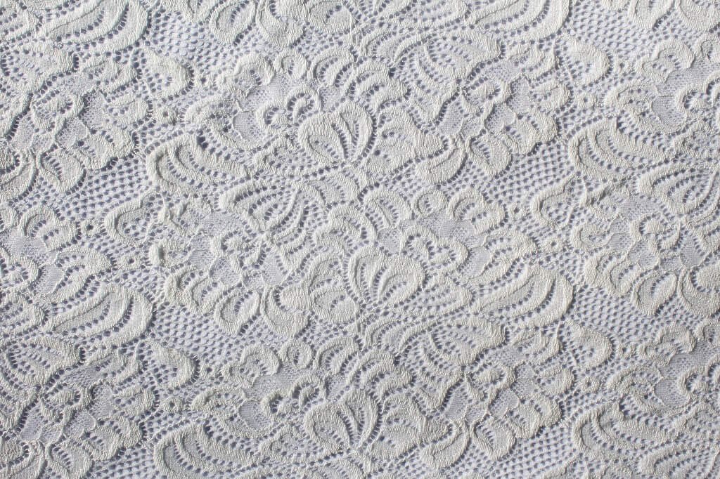 NYLON LACE SPANDEX IVORY Ivory Lace with scalloped edge
