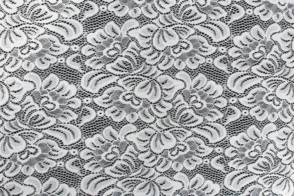 NYLON LACE SPANDEX IVORY Ivory Lace with scalloped edge