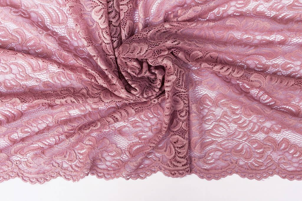 NYLON LACE SPANDEX ROSE Rose Lace with scalloped edge