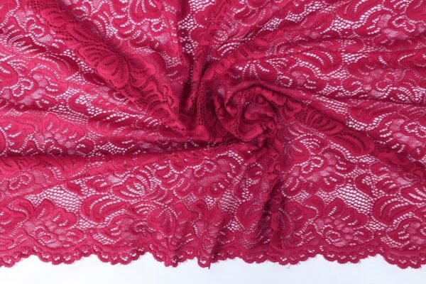 Raspberry red Lace with scalloped edge