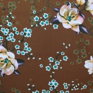 POLYESTER STRETCH DRESS FABRIC DES.3/1 BROWN BACKGROUND