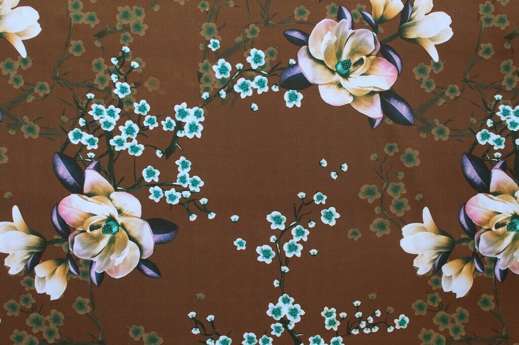 POLYESTER STRETCH DRESS FABRIC DES.3/3 BROWN BACKGROUND POLYESTER STRETCH DRESS FABRIC DES.3/1 BROWN BACKGROUND