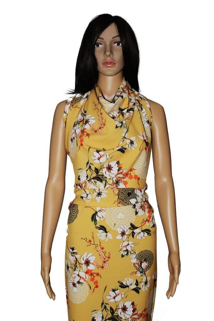 POLYESTER STRETCH DRESS FABRIC DES.6/3 YELLOW BACKGROUND