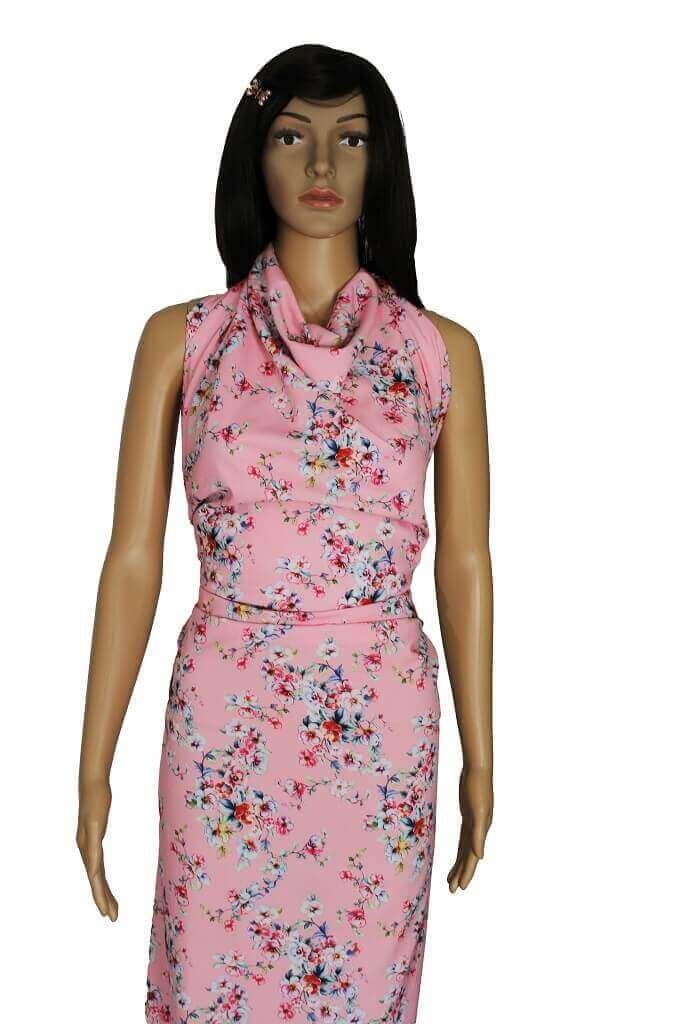 POLYESTER STRETCH DRESS FABRIC DES.9/2 PINK BACKGROUND