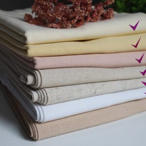 A bundle of seven pieces assorted colors of solid linen fabric.