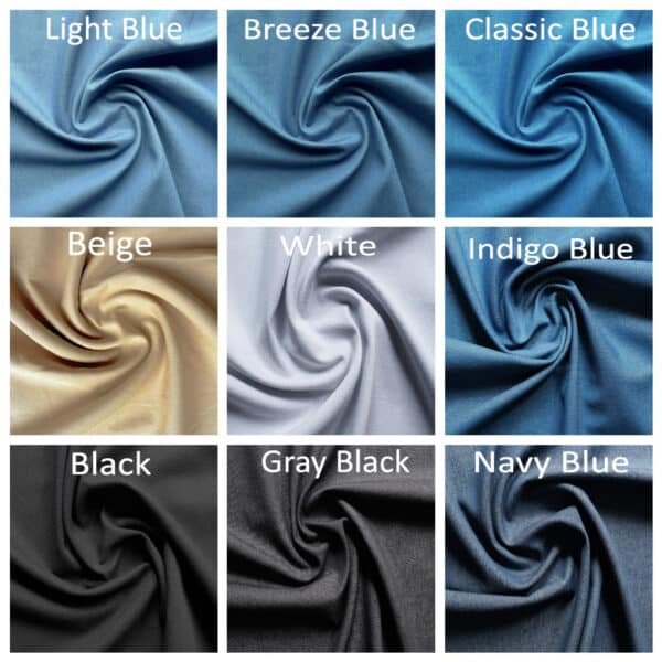 Color Chart Denim Fabric with names