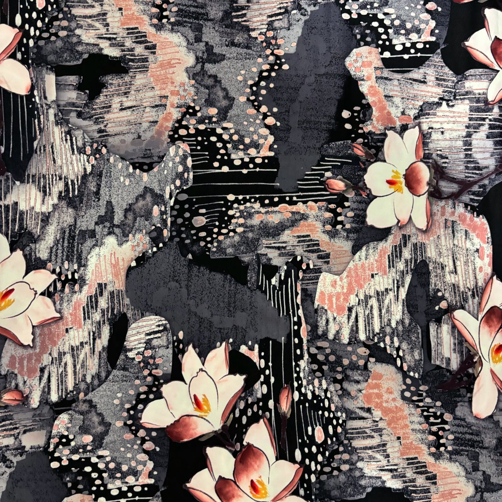 DTY DOUBLE BRUSH FABRIC KNIT| DIGITAL PRINT  KC-64 COL.1 BLACK BACKGROUND
