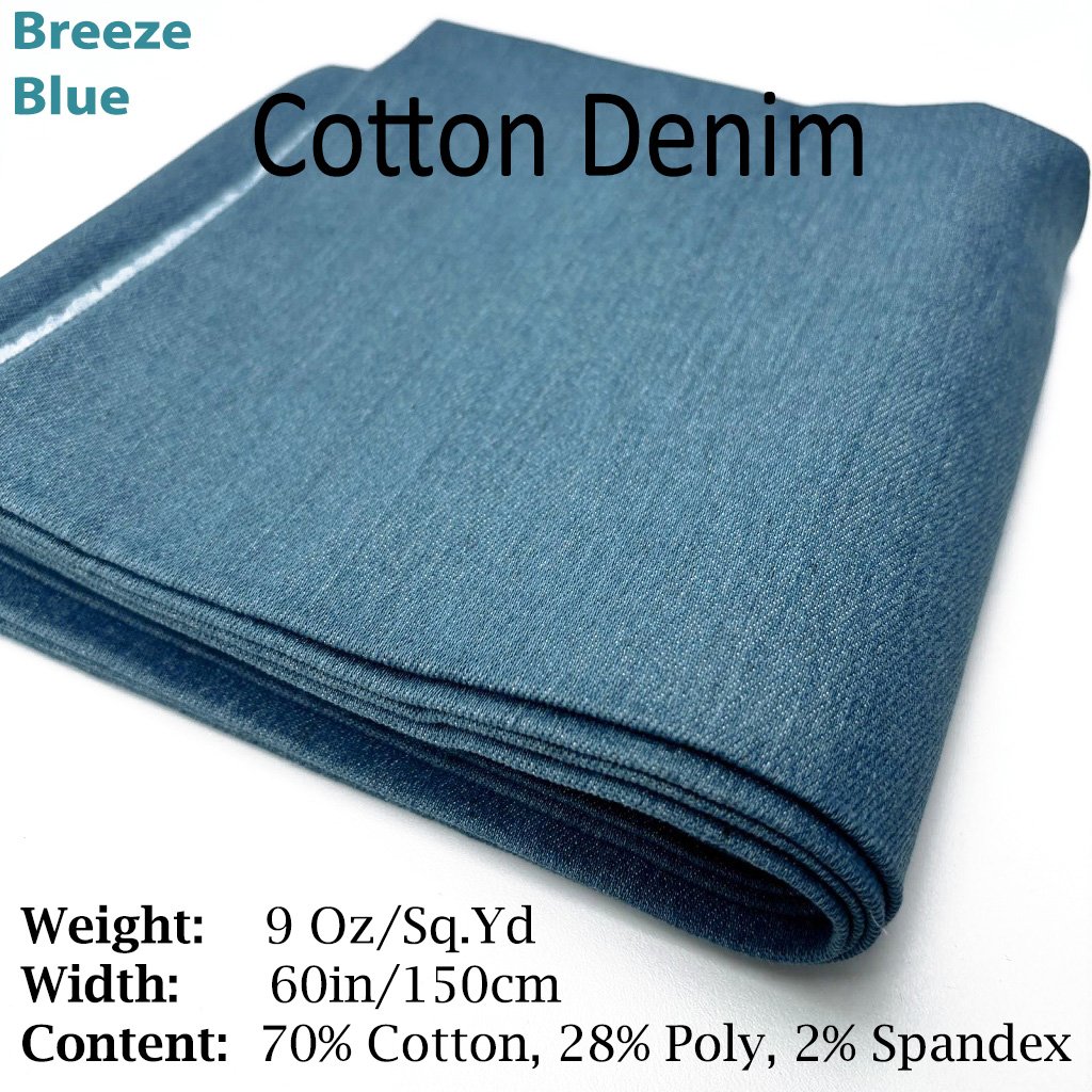 Breeze Blue Denim fabric, jean fabric, jean material, medium weight denim fabric by the yard img2